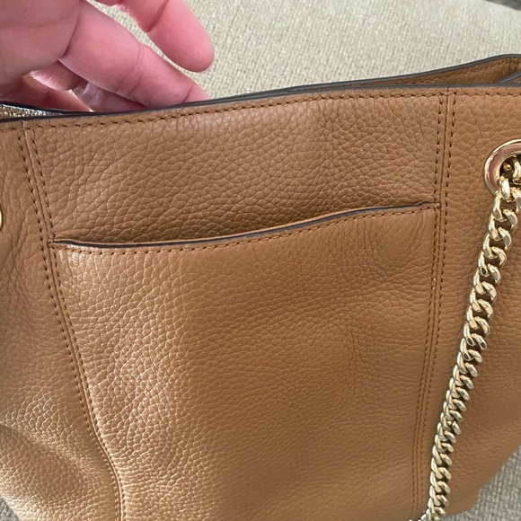 Michael Kors Leather Chain Purse Handbag Tote Camel Brown Tan - Picture 5 of 10